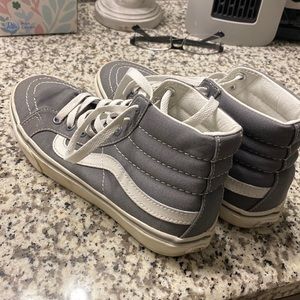 High top Vans, grey in color